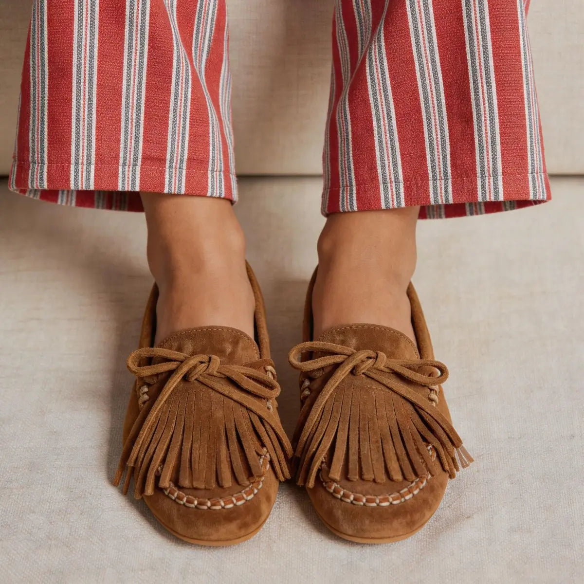 Mocasín de serraje con flecos