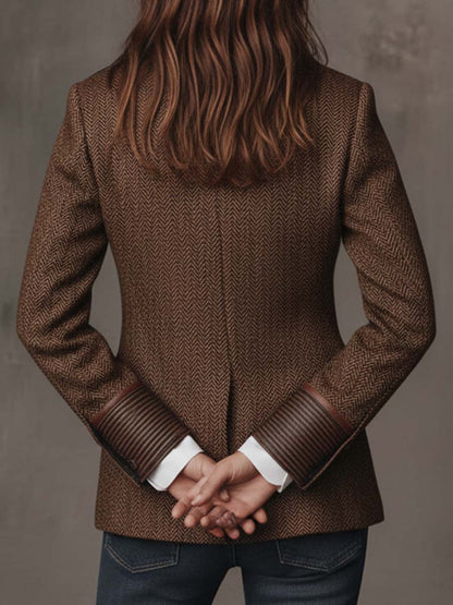 Francesca | Blazer con Inserti Stampati a Spina di Pesce