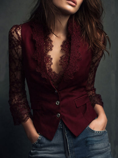 Vittoria | Blazer Nero con Maniche Semi-Trasparenti