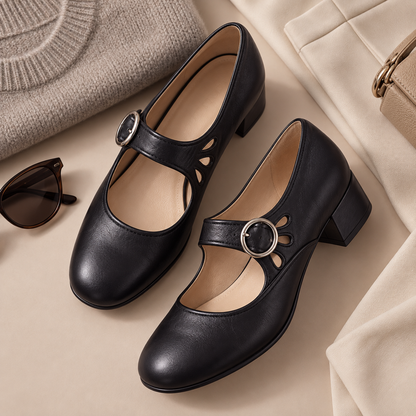 Marion | Zapatos de salón cómodos con correa y tacón ancho