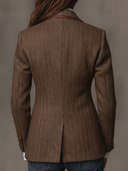 Francesca | Blazer con Inserti Stampati a Spina di Pesce