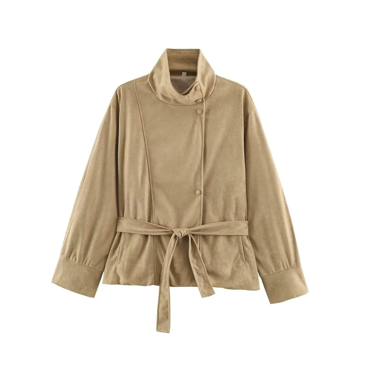 Chaqueta de efecto ante con cinturón