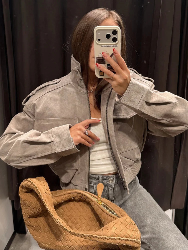 Chaqueta bomber con efecto ante