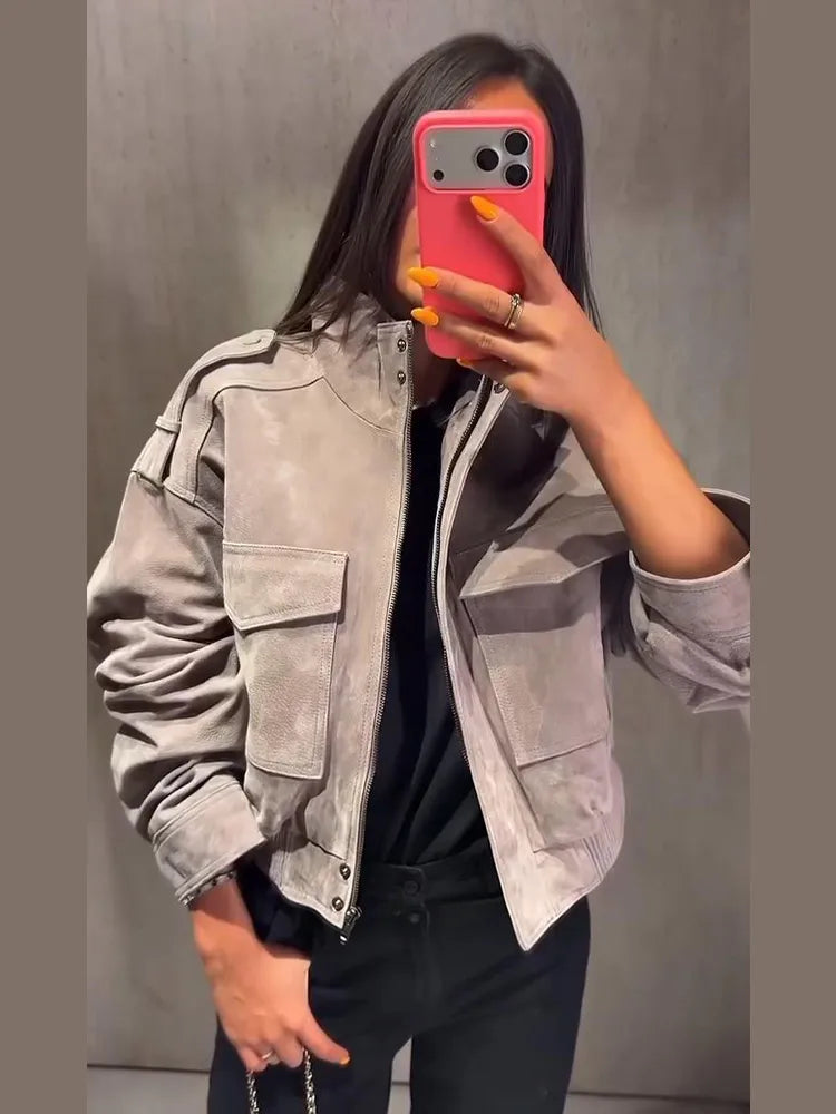 Chaqueta bomber con efecto ante