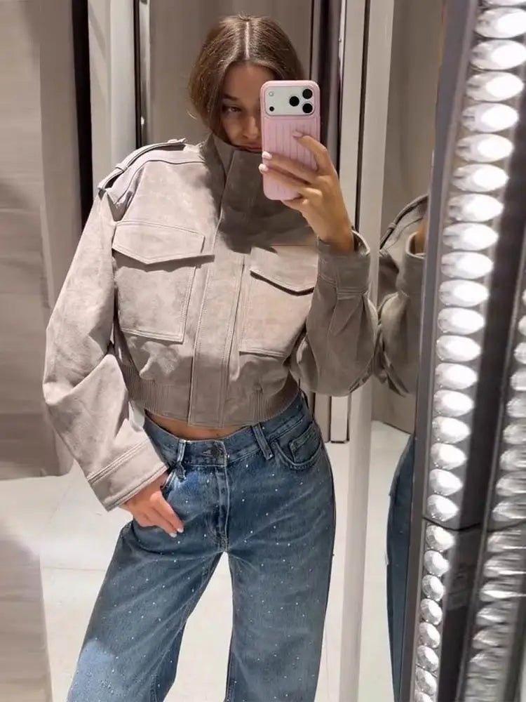 Chaqueta bomber con efecto ante
