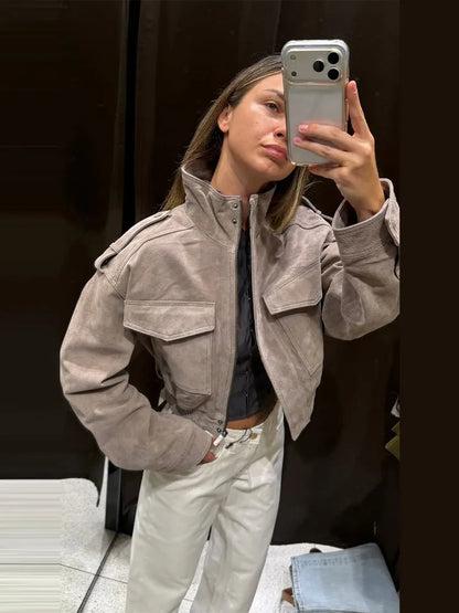 Chaqueta bomber con efecto ante