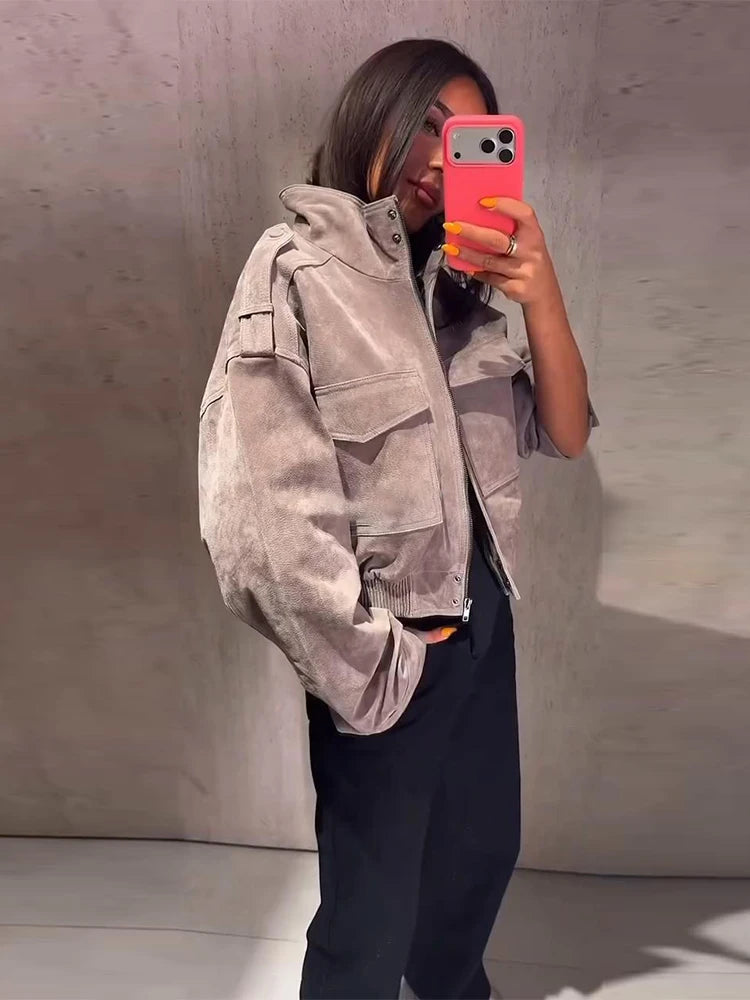 Chaqueta bomber con efecto ante
