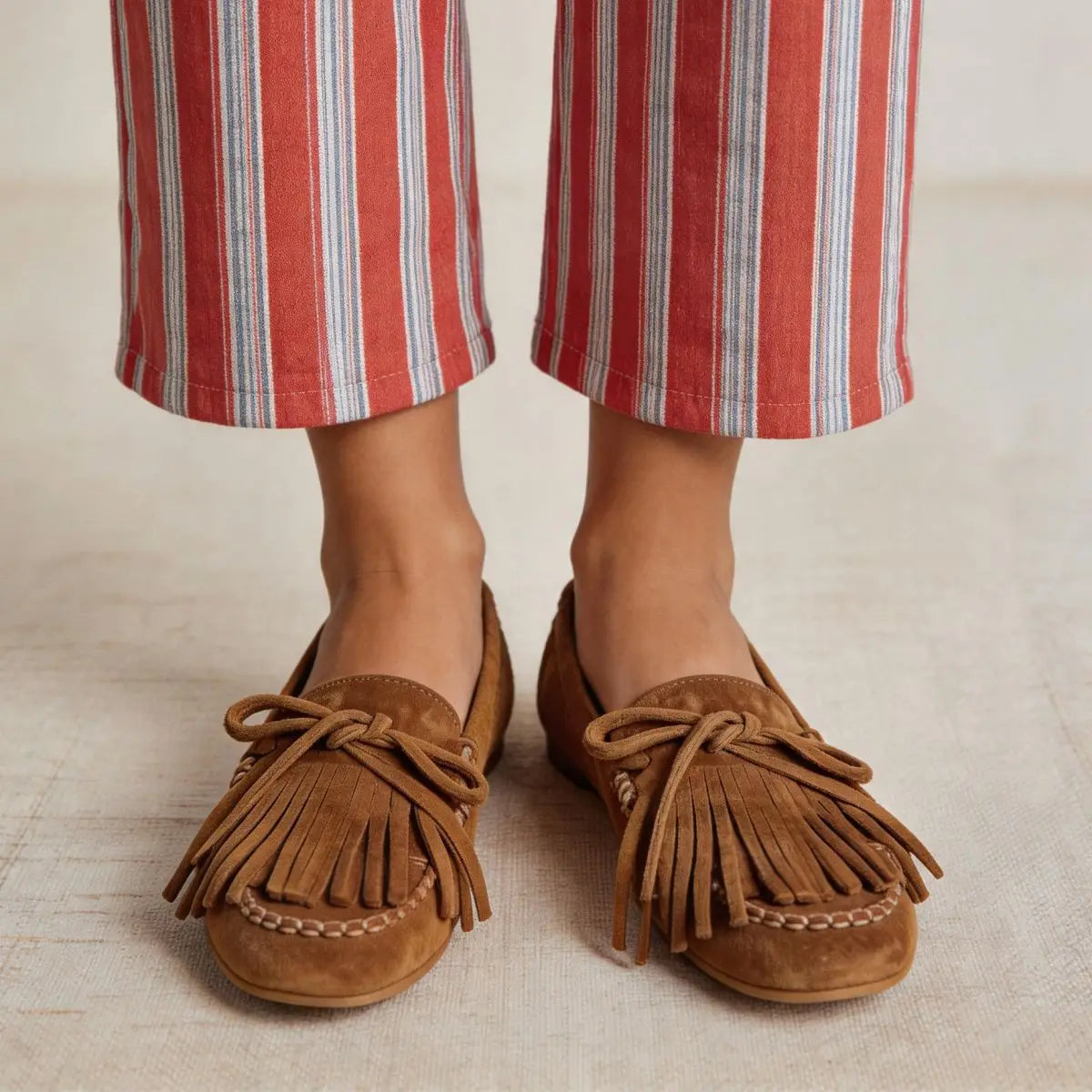 Mocasín de serraje con flecos