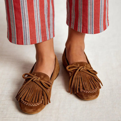 Mocasín de serraje con flecos
