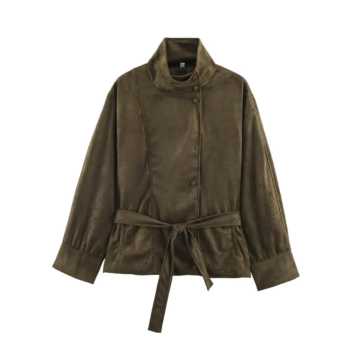 Chaqueta de efecto ante con cinturón