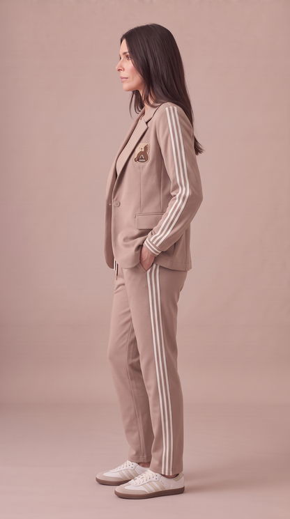 Conjunto de 2 piezas de blazer y pantalón a rayas de moda