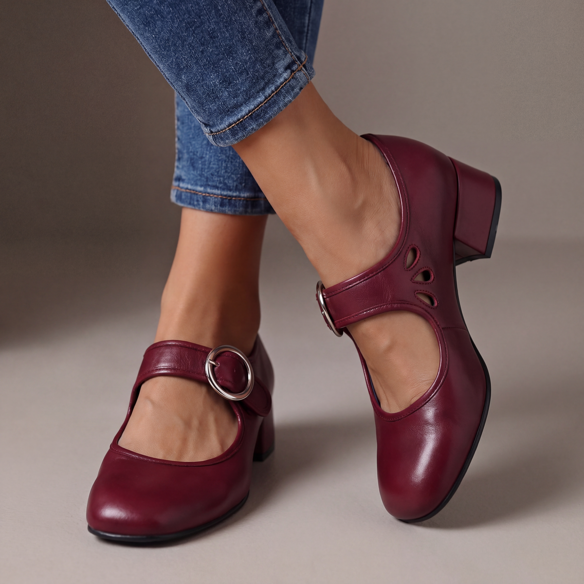 Marion | Zapatos de salón cómodos con correa y tacón ancho
