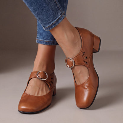 Marion | Zapatos de salón cómodos con correa y tacón ancho